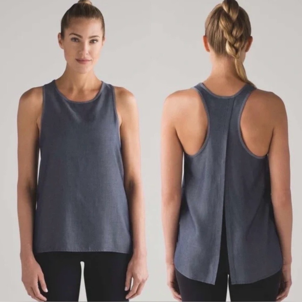 Lululemon Blue Racerback Tank Top Lightweight Open Back Flowy Activewear